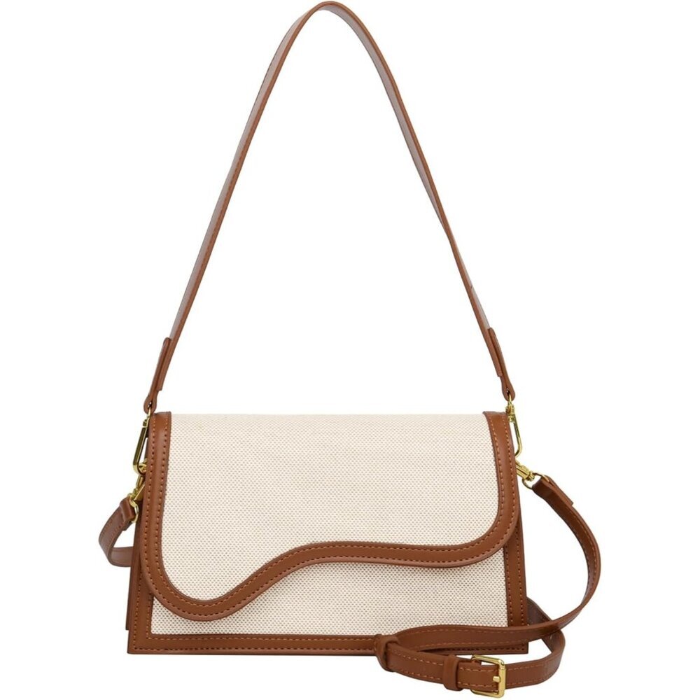 Women Brown White Imported Leather Trendy Small Cross Body Evening Handbag